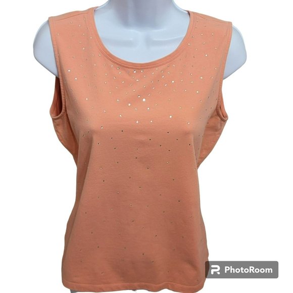 Talbots | Tops | Talbots Tank Women Med Peach W Tiny Silver Studs Round ...